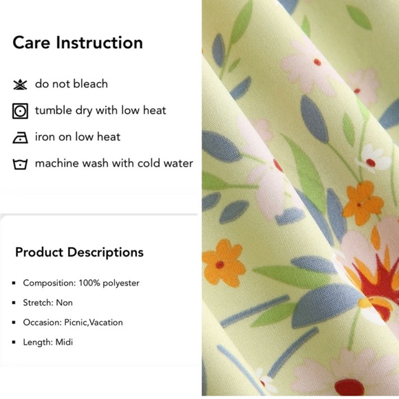 NWT Floral Cut Out Stomach Puffed Sleeve Midi Dress - Picture 3 of 14